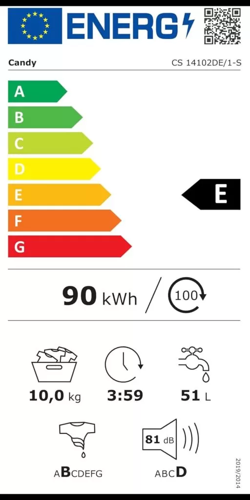 Candy Smart CS 14102DE/1-S Lavatrice 10 kg, Carica Frontale, 1400 Giri, Motore AC, 16 Programmi, Smart Touch, Libera Installazione, Bianco, Classe E, 60x58x85 cm