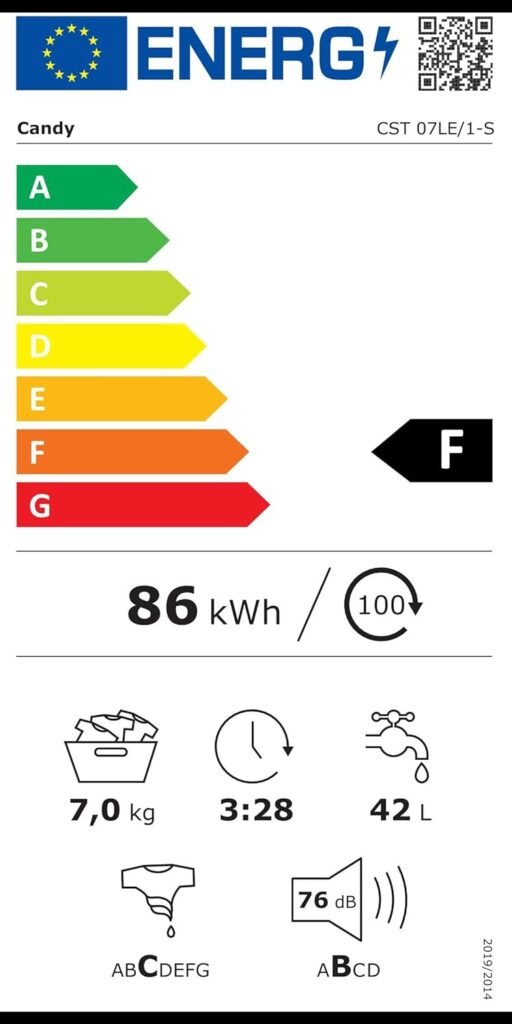 Candy Smart CST 07LE/1-S Lavatrice a Carica dallAlto, 7 Kg, 1000 Giri, 17 Programmi, Connettività NFC, Rilevatore Kg, Classe F, 41x60x86 cm, Bianco