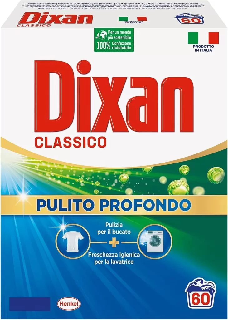 Dixan Classico Pulito Profondo, Detersivo Lavatrice polvere per eliminare le macchie ostinate, formato da 60 lavaggi