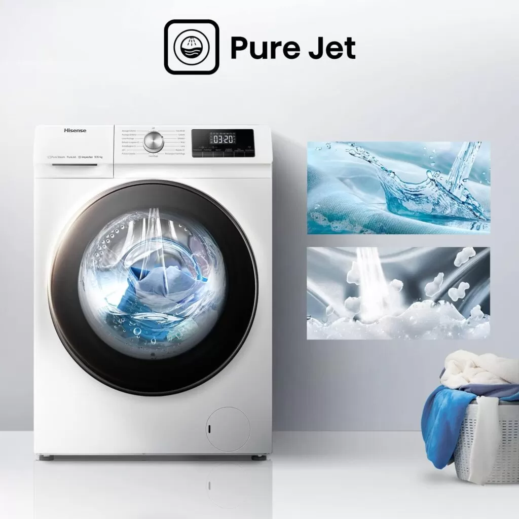 Hisense WDQA9014EVJM Lavasciuga 9+6 Kg, 1400 rpm, 15 Programmi automatici, Vapore, Motore Inverter, Classe Efficienza energetica D, Classe Efficienza Lavaggio A, Display LED, Programma Rapido