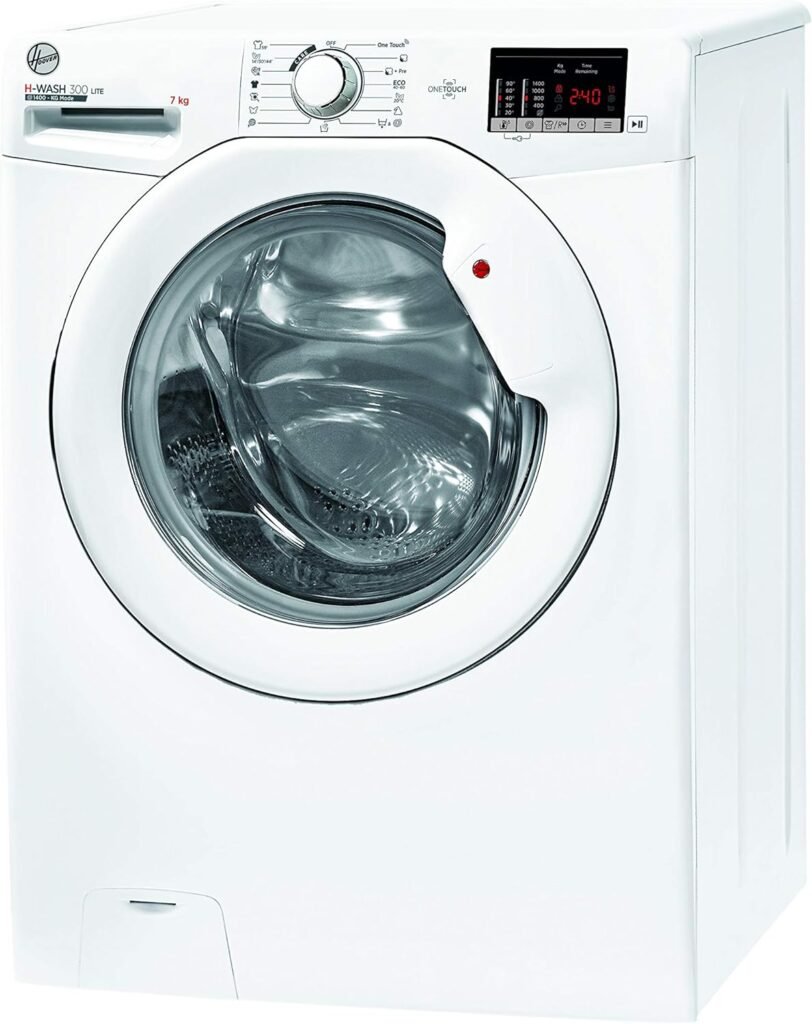 Hoover H3W4 472DE/1-S H-WASH 300 LITE Lavatrice Compatta 7 Kg, 1400 Giri, Connettività NFC, Carica Frontale, Libera Installazione, 60-45-85 cm, Bianco, Classe D