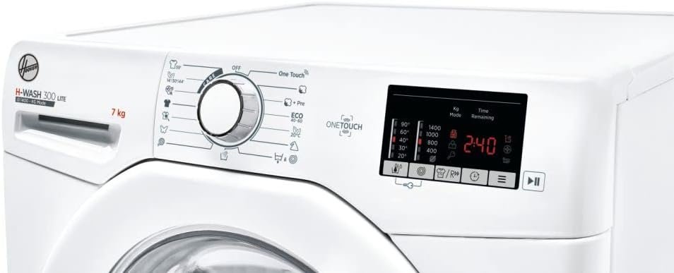 Hoover H3W4 472DE/1-S H-WASH 300 LITE Lavatrice Compatta 7 Kg, 1400 Giri, Connettività NFC, Carica Frontale, Libera Installazione, 60-45-85 cm, Bianco, Classe D