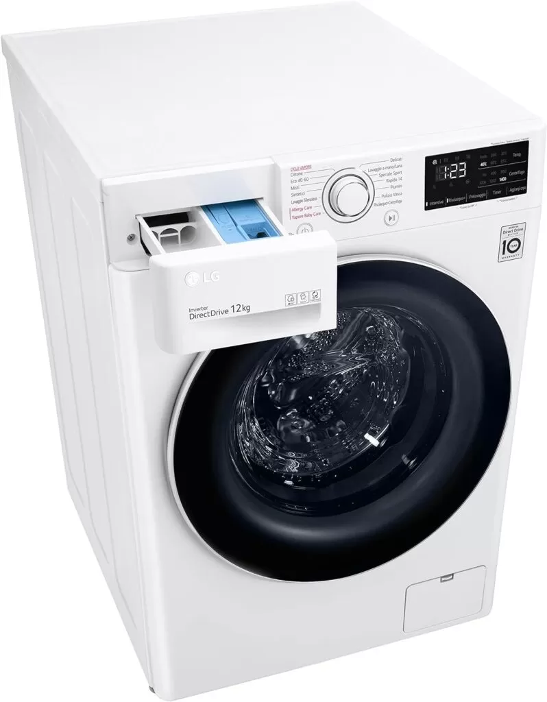 LG F4WV312S0E Lavatrice a Carica Frontale 12 Kg, 1400 Giri/min, Intelligenza Artificiale AI DD, Vapore Igienizzante, Motore Inverter Direct Drive, Smart Diagnosis, 60x85x61.5 cm - Bianco