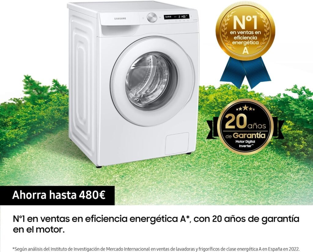 Samsung Lavatrice AI control con Ecodosatore WW90T534DTW/S3, Libera installazione, 9 Kg, 1400 RPM, Classe A, WiFi, Vapore, Carica Frontale, 60l x 85h x 55p cm