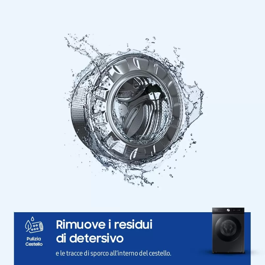Samsung Lavatrice BESPOKE AI™ con Ecodosatore, WW11BB744DGBS3 Libera installazione, 11 Kg, 1400 RPM, Classe A, Wifi, Vapore, Carica Frontale, 60l x 85h x 60p cm