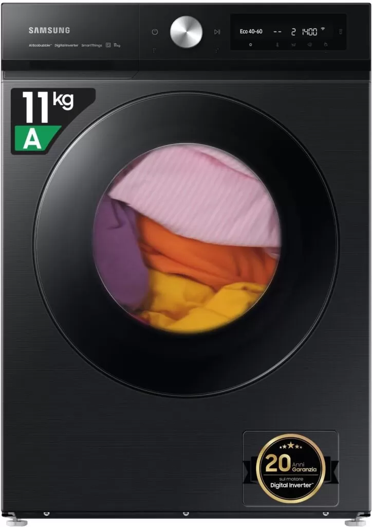 Samsung Lavatrice BESPOKE AI™ con Ecodosatore, WW11BB744DGBS3 Libera installazione, 11 Kg, 1400 RPM, Classe A, Wifi, Vapore, Carica Frontale, 60l x 85h x 60p cm