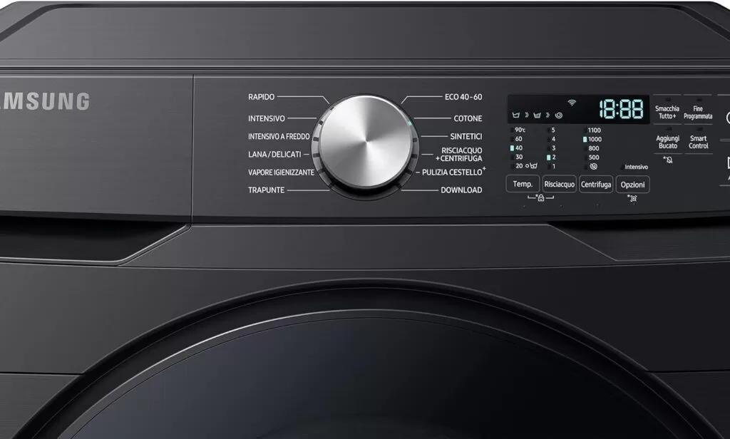 Samsung Lavatrice Grandi Capcità WF18T8000GV/ET Libera Installazione, 18 Kg, 1100 RPM, Classe C, Wifi, Vapore, Carica Frontale, 69l x 98h x 80p cm