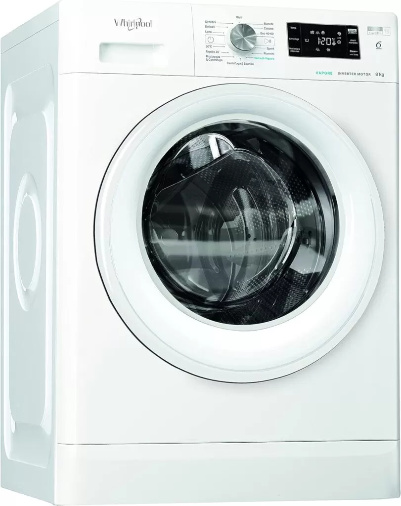 Whirlpool FFB D85 V IT, Lavatrice a Carica Frontale a Libera Installazione, 8kg, 1200 GIRI/MIN