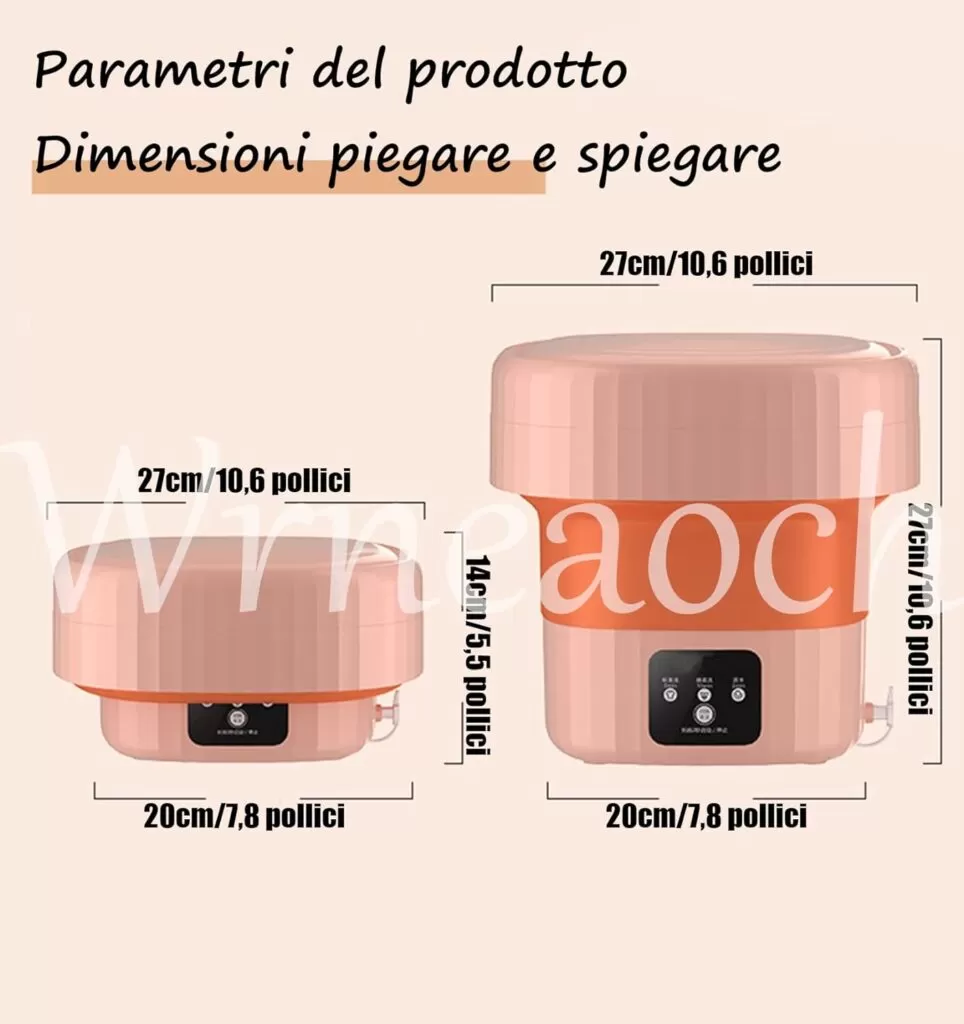 Wrneaoch 6L 12V Lavatrice da Campeggio Pieghevole, Lavatrice Portatile con Centrifuga con Sterilizzazione a Luce Blu, Lavatrici con Centrifuga, Mini Lavatrice Pieghevole, Viaggi, Dormitori