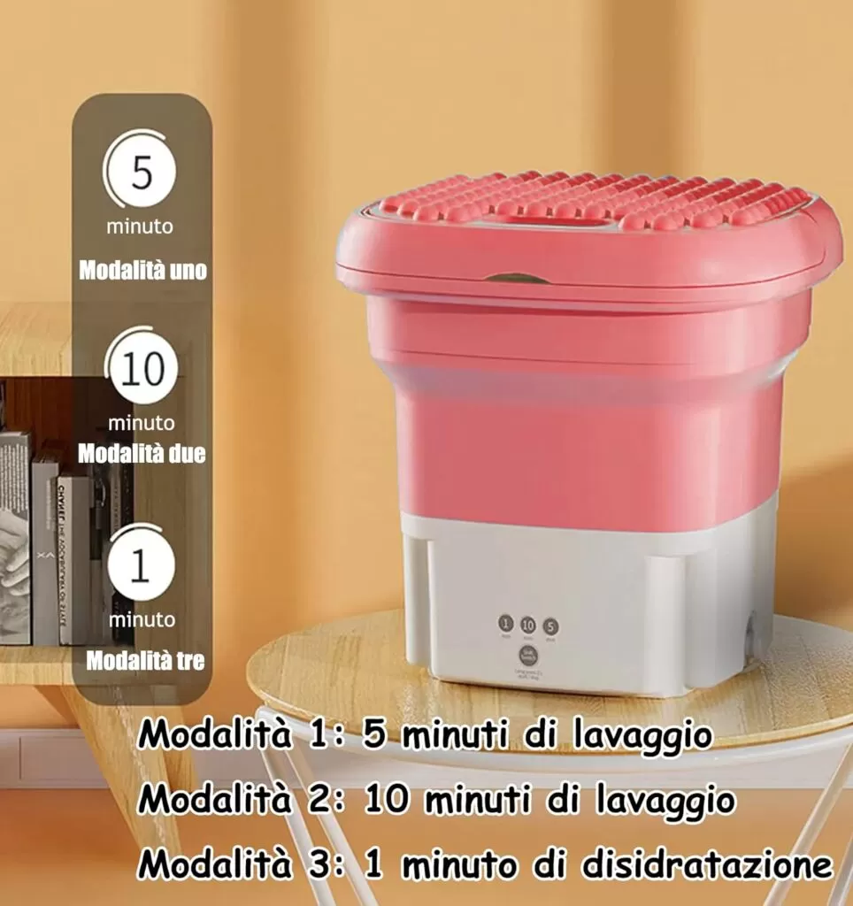 Wrneaoch 6L 36W Lavatrice Da Campeggio Pieghevole, Lavatrice Portatile per La Casa Timer Regolabile a Tre Velocità, Mini Lavatrice Portatile Sterilizzazione a luce blu, Mini Lavatrice Da Viaggio