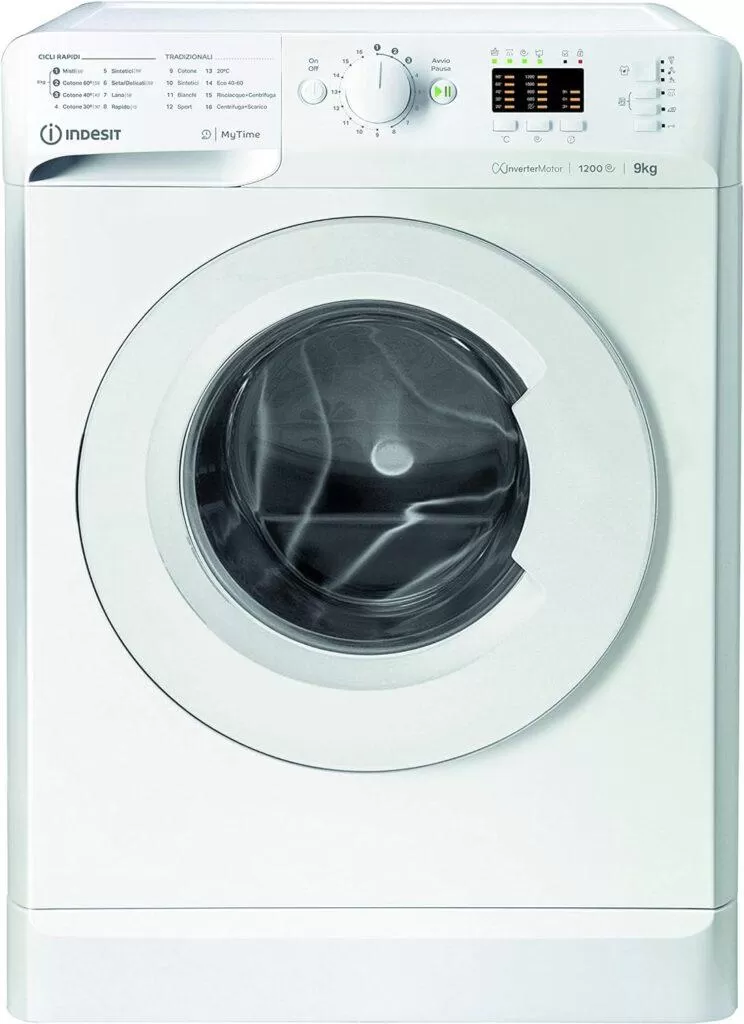 Indesit MTWA 91285 W IT, Lavatrice a Carica Frontale a Libera Installazione, 9kg,classe B, 1200 GIRI/MIN [Classe di efficienza energetica B]