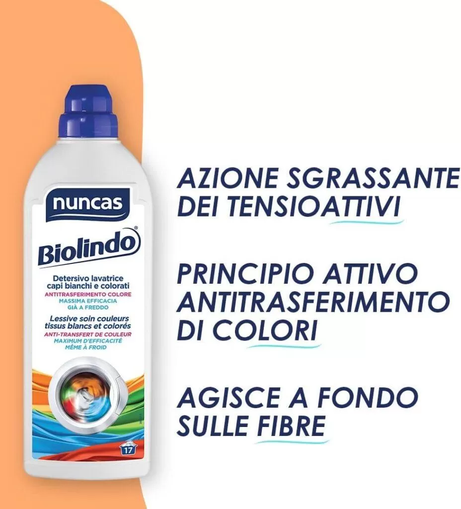 Nuncas Biolindo Detersivo Lavatrice Capi Bianchi e Colorati - 1000ml