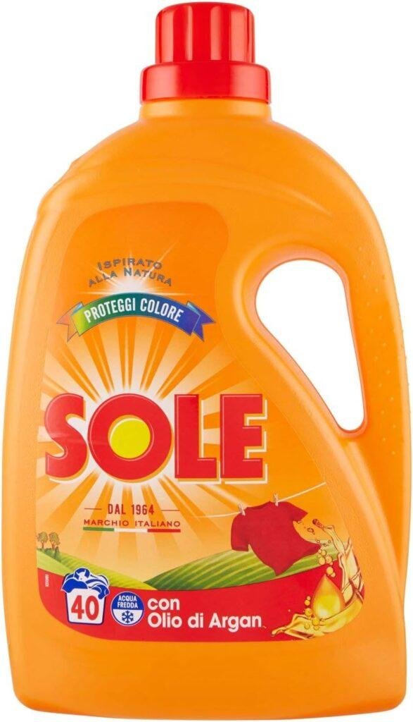 Sole Detersivo Lavatrice per Colori Vividi, 2 l di Detersivo Lavatrice Liquido per una Pulizia Profonda