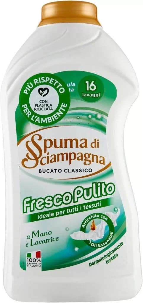 Spuma Di Sciampagna Detersivo per Bucato Liquido Fresco Pulito 16 Lavaggi - 800 ml