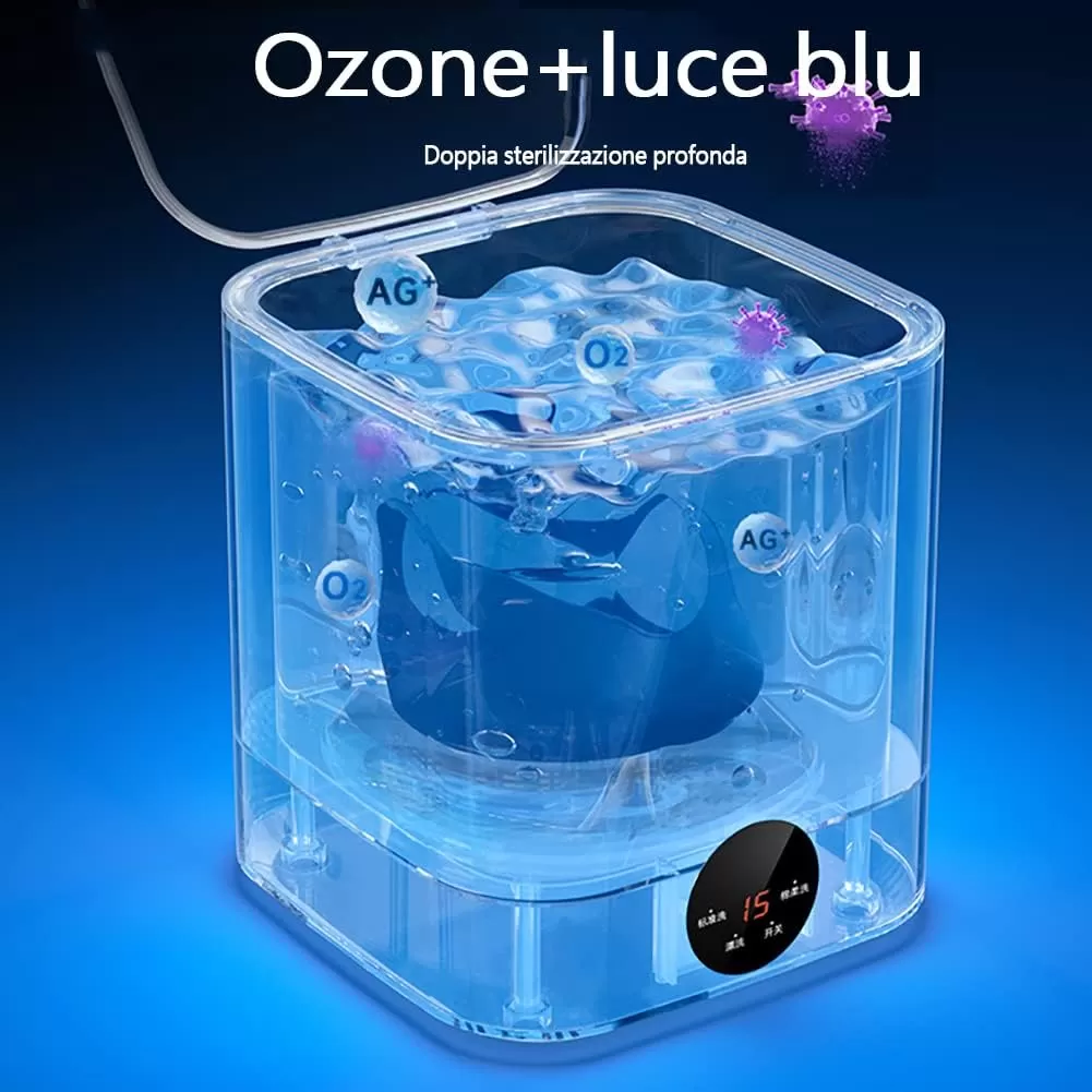 generico Lavatrice Giocattolo Asciugatrice Piccola Carico Dallalto Mini Lavatrici Portatile Ultrasuoni (Luce Blu+Essiccazione+ozono)