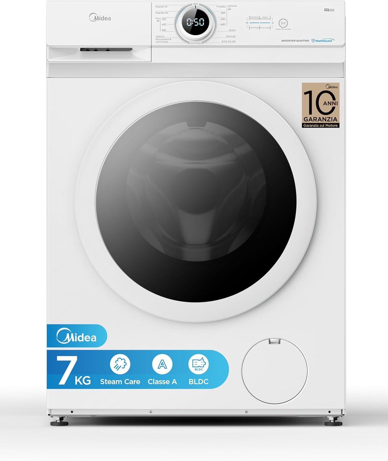 Midea MF10EW70B: La Lavatrice Slim con Vapore e Motore BLDC per un Lavaggio Perfetto