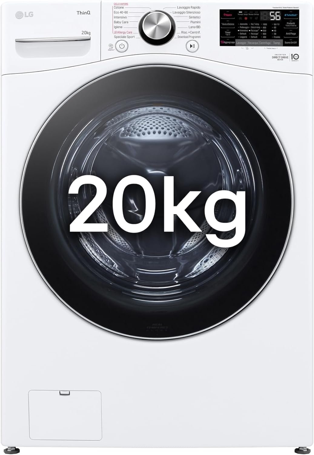 LG AI DD F0P3020TSWC: La Super Lavatrice da 20kg Con Wi-Fi e TurboWash 360