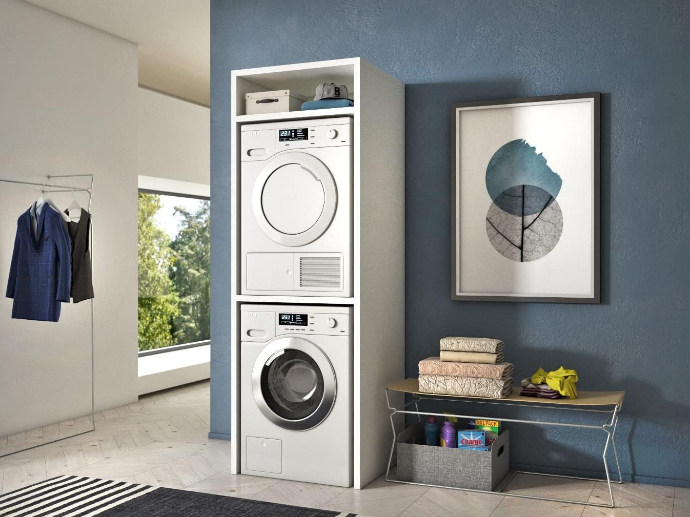 Scopri il Mobile a Colonna per Lavatrice e Asciugatrice: Eleganza e Funzionalità!